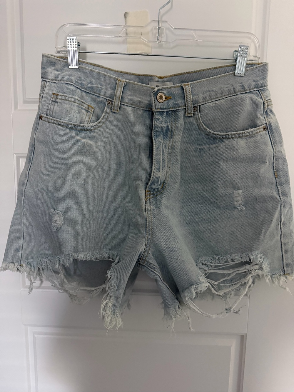 Forever 21 Light Blue Distressed Denim Shorts